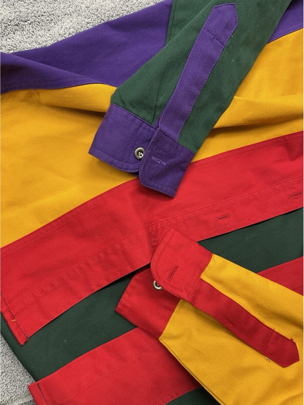 Vintage Details Express Women's Large Retro 90s Colorblock Button-Up Shirt - Picture 5 of 6